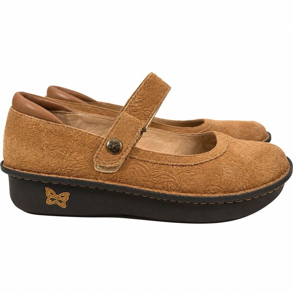 Alegria Belle Mary Jane Womens EU 39 US 9 Tan Suede Leather Shoes